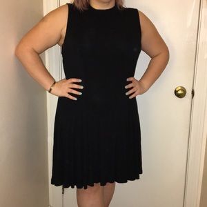 High Neck Black Shift Dress Plus Size